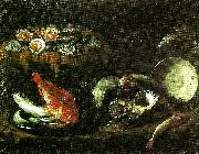 Giovanni Battista Recco stilleben med fisk och ostron Germany oil painting artist